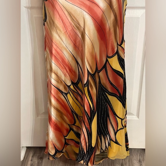 TERANI COUTURE Halter 100% Silk Dress Maxi Boho Sash Crisscross Back Size 2 - Picture 11 of 12